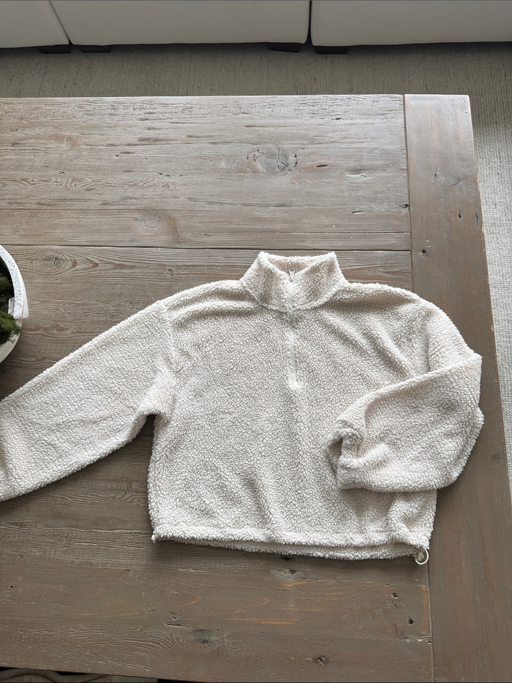 H&M Cream Sherpa Half-Zip Turtleneck Pullover